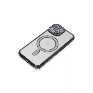 HarmonyAura  Iphone 15 Kılıf Joke Simli Magneticsafe Kılıf - Siyah