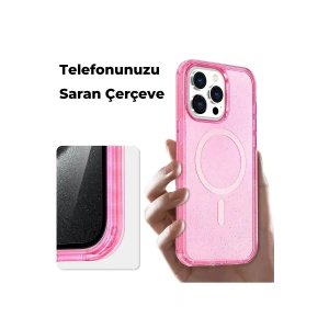 HarmonyAura  Iphone 15 Pro Kılıf Star Magsafe Kapak - Turuncu