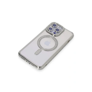 HarmonyAura  Iphone 15 Pro Max Kılıf Joke Simli Magneticsafe Kılıf - Gümüş