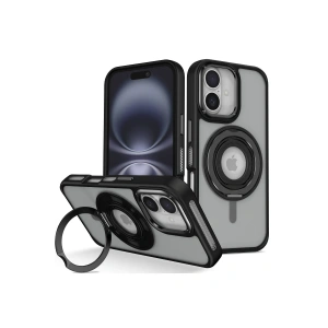 HarmonyAura iPhone 16 Banza Magsafe Standlı Kapak - Siyah