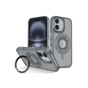 HarmonyAura iPhone 16 Banza Magsafe Standlı Kapak - Titan Gri