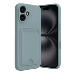 HarmonyAura iPhone 16 Kılıf Kelvin Kartvizitli Silikon - Açık Yeşil