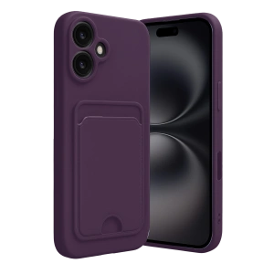 HarmonyAura iPhone 16 Kılıf Kelvin Kartvizitli Silikon - Derin Mor