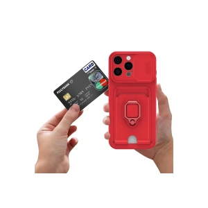 HarmonyAura  Iphone 16 Pro Kılıf Zuma Kartvizitli Yüzüklü Silikon - Lacivert