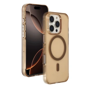 HarmonyAura iPhone 16 Pro Max Gleam PC Sert Magsafe Kılıf - Şeffaf-Gold
