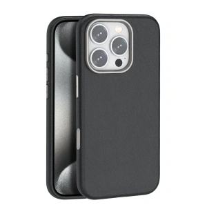 HarmonyAura iPhone 16 Pro Wonder Deri Magsafe Kapak - Siyah