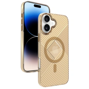 HarmonyAura iPhone 16 Stella PC Sert Magsafe Kılıf - Gold