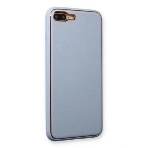HarmonyAura  Iphone 7 Plus Kılıf Coco Deri Silikon Kapak - Açık Mavi
