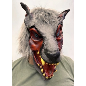 HarmonyAura Kafaya Tam Geçmeli Lateks Dişli Ağzı Açık Kurt Maskesi