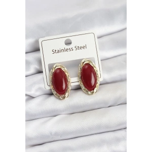 HarmonyAura Kırmızı Badem Model Vintage Kadın Küpe