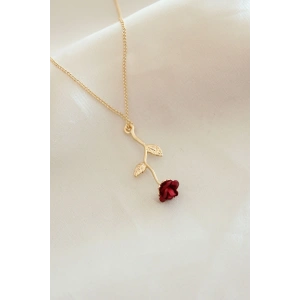 HarmonyAura Kırmızı Gül Figürlü Kolye