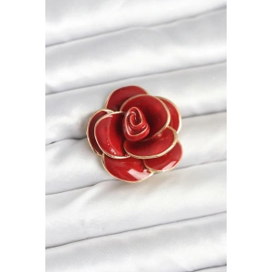 HarmonyAura Kırmızı Gül Model Broş