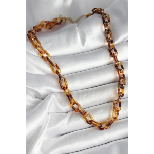 HarmonyAura Leopar Desenli Mika Zincir Kadın Kolye