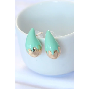 HarmonyAura Minimal Turkuaz Mineli Çift Renk Damla Küpe