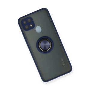 HarmonyAura  Oppo A15 Kılıf Montreal Yüzüklü Silikon Kapak - Lacivert