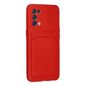 HarmonyAura  Oppo Reno 5 Kılıf Kelvin Kartvizitli Silikon - Kırmızı