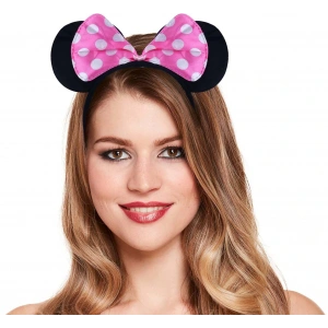 HarmonyAura Pembe Fiyonklu Minnie Mouse Tacı Mini Kulak