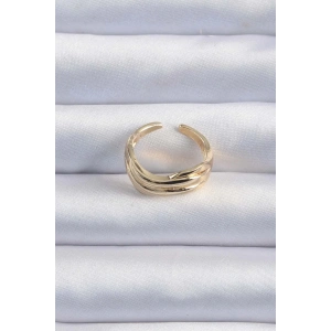 HarmonyAura Pirinç Altın Renk Kıvrımlı Ayarlanabilir Yüzük