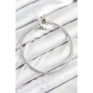 HarmonyAura Pirinç Charm Zirkon Taşlı Taç Model Gümüş Renk Kadın Bileklik