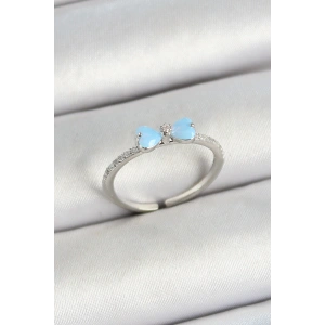 HarmonyAura Pirinç Fiyonk Figürlü Zirkon Taşlı Gümüş Renk Ayarlanabilir Kadın Yüzük