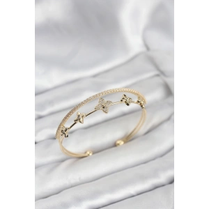 HarmonyAura Pirinç Gold Renk Çiçek Model Kadın Bileklik