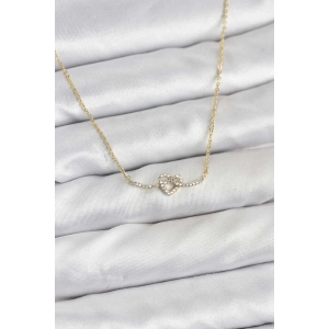 HarmonyAura Pirinç Gold Renk Düğüm Kalp Model Kadın Kolye