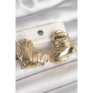 HarmonyAura Pirinç Gold Renk İşlemeli Kalp Model Kadın Küpe