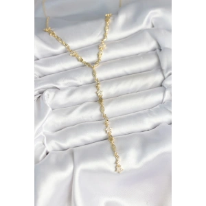 HarmonyAura Pirinç Gold Renk Kadın Manifest Kolye