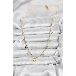 HarmonyAura Pirinç Gold Renk Kalp Model Kadın Kolye