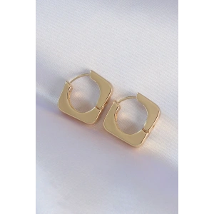 HarmonyAura Pirinç Gold Renk Kare Küpe