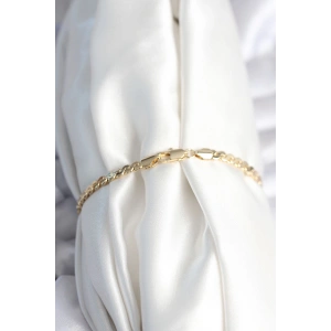 HarmonyAura Pirinç Gold Renk Yassı Zincir Model Kadın Bileklik