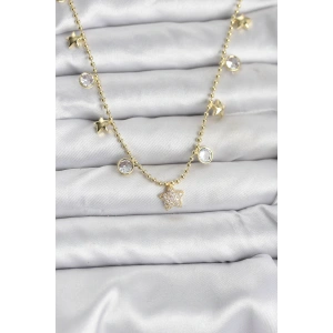 HarmonyAura Pirinç Gold Renk Yıldız Model Kadın Kolye