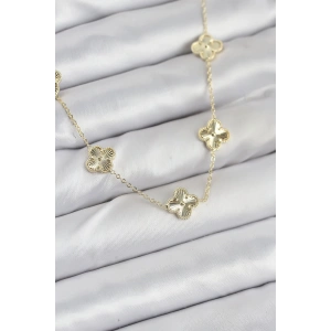 HarmonyAura Pirinç Gold Renk Yonca Kadın Kolye