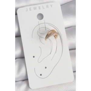 HarmonyAura Pirinç Gold Renk Zirkon Taşlı 3Lü Sıralı Model Kadın Kıkırdak Küpe