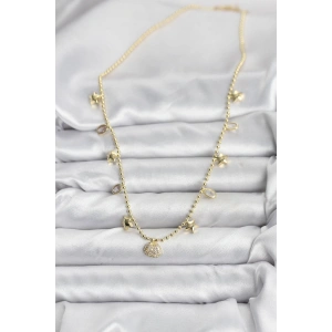 HarmonyAura Pirinç Gold Renk Zirkon Taşlı Deniz Kabuğu Model Kadın Kolye