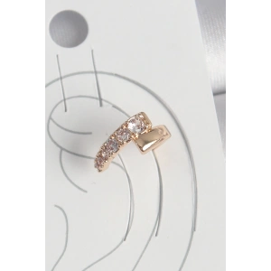 HarmonyAura Pirinç Gold Renk Zirkon Taşlı Kadın Kıkırdak Küpe