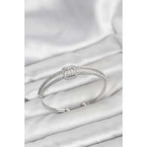 HarmonyAura Pirinç Gümüş Renk Baget Model Kadın Bileklik