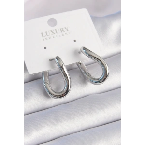 HarmonyAura Pirinç Gümüş Renk Halka Model Kadın Küpe