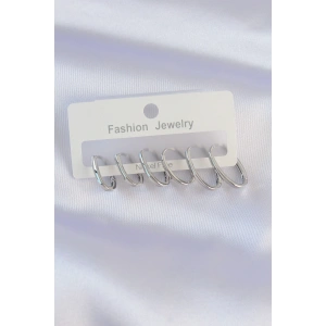 HarmonyAura Pirinç Gümüş Renk İnce Oval Küpe Seti