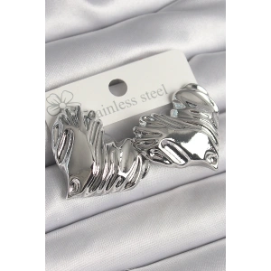 HarmonyAura Pirinç Gümüş Renk İşlemeli Kalp Model Kadın Küpe