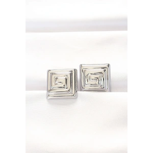 HarmonyAura Pirinç Gümüş Renk Kare Form Küpe