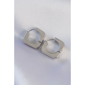 HarmonyAura Pirinç Gümüş Renk Kare Küpe