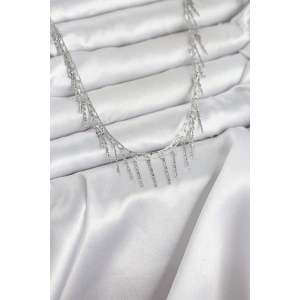 HarmonyAura Pirinç Gümüş Renk Saçaklı Model Kadın Kolye