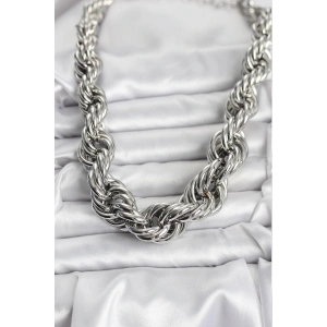 HarmonyAura Pirinç Gümüş Renk Sarmal Halat Model Kadın Kolye