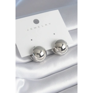 HarmonyAura Pirinç Gümüş Renk Top Model Kadın Küpe