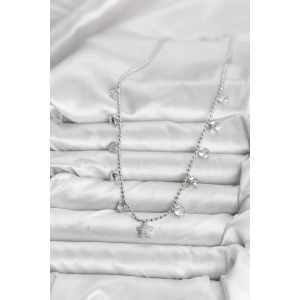 HarmonyAura Pirinç Gümüş Renk Yıldız Model Kadın Kolye