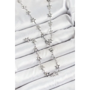 HarmonyAura Pirinç Gümüş Renk Yıldızlı Kadın Y Kolye