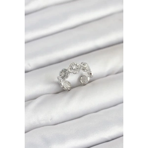 HarmonyAura Pirinç Gümüş Renk Yonca Model Kadın Yüzük