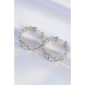 HarmonyAura Pirinç Gümüş Renk Zincir Model Halka Küpe