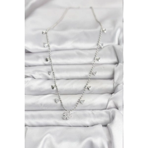 HarmonyAura Pirinç Gümüş Renk Zirkon Taşlı Çiçek Model Kadın Kolye